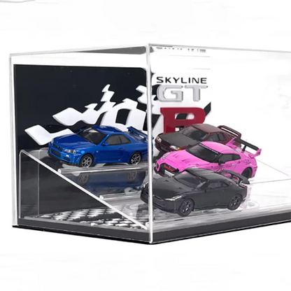 1/64 GTR Acrylic Scene Storage Box Toy Car Display Shelf Diorama