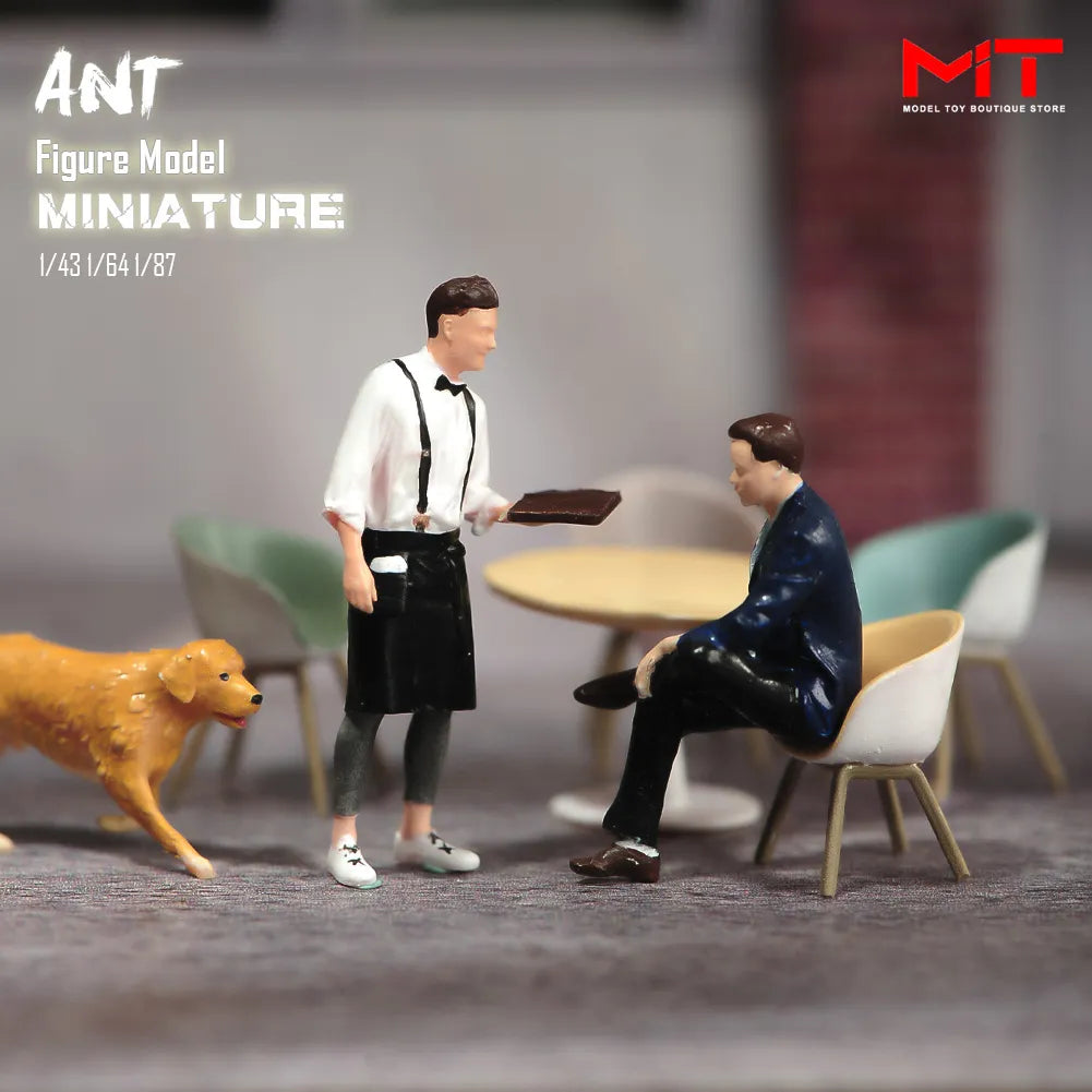Miniature Figurines 1/87 1/64 1/43 1/24 Restaurant Waiter Diners Smoking Man Model Scene Figure