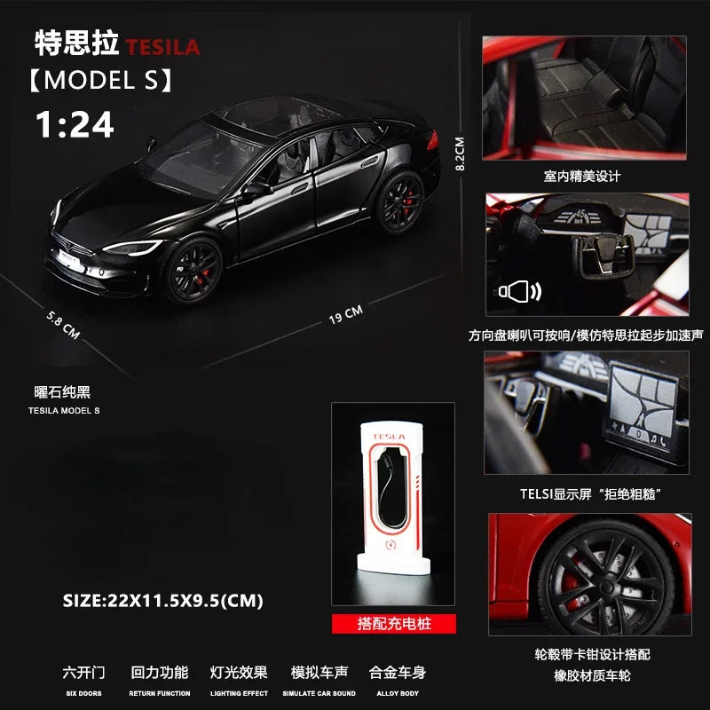Tesla Model Scale Model 1:24 Tesla Model S Diecast Model – EVOSparks Diecast