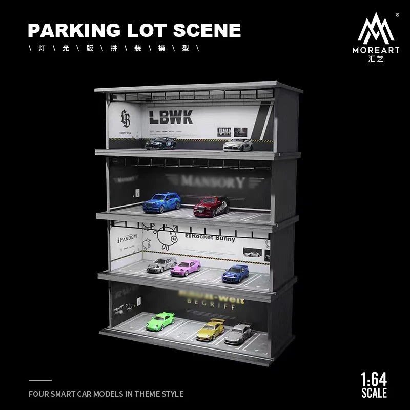 MoreArt 1:64 Assemble Diorama LED Lighting Garage USB Power Model Car Station - New Versions 2