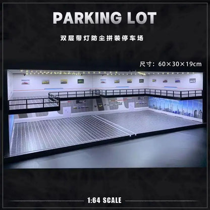 1/64 Diorama Car Garage Model LED Lighting City Store Parking Lot Scene Model Diorama Car model Garage Model LED Lighting
