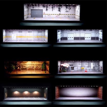 1/64 Scale Diorama LED Lighting Car Parking Display