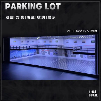 1/64 Diorama Car Garage Model LED Lighting City Store Parking Lot Scene Model Diorama Car model Garage Model LED Lighting