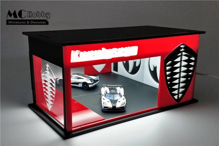 1:64 Assemble Led Lighting Car Showroom Diorama