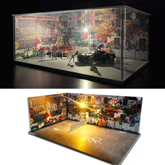Diorama 1:64 Model Car Parking LED Display Garage