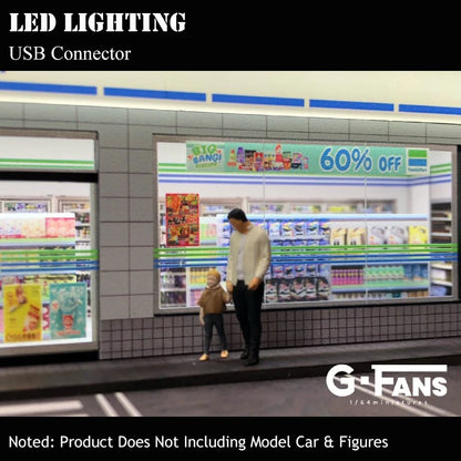 G-FANS Diorama 1:64 USB LED Lighting Parking Lot Model Car Garage Statuion- Supermarket Coating
