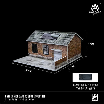 More Art 1:64 Parking Lot Diorama, Old Factory Lighting Diorama for Display&Collection&Gift