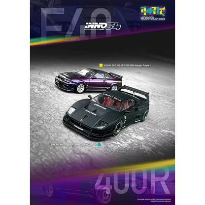 INNO In Stock 1:64 LBWK F40 Matte Purple Hong Kong Toycar Salon 2023 Diecast Model