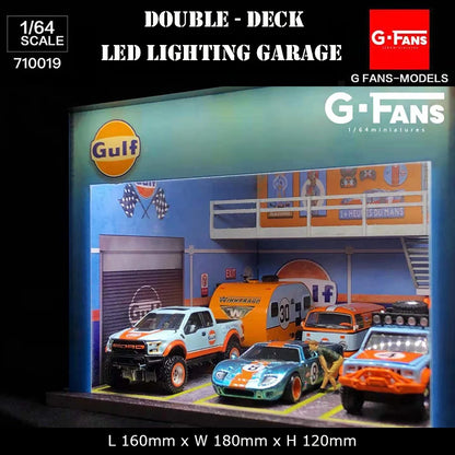 G-Fans 1:64 Assemble Diorama Double-Desk USB LED Lighting Garage