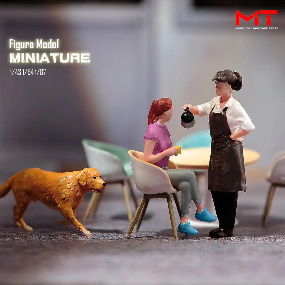 Miniature Figurines 1/87 1/64 1/43 1/24 Restaurant Waiter Diners Smoking Man Model Scene Figure
