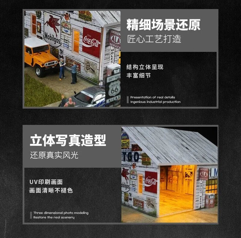 Diorama 1/64 Car Garage Model LED Lighting  City Factory Car Parking Lot Scene Building Display Model Toys