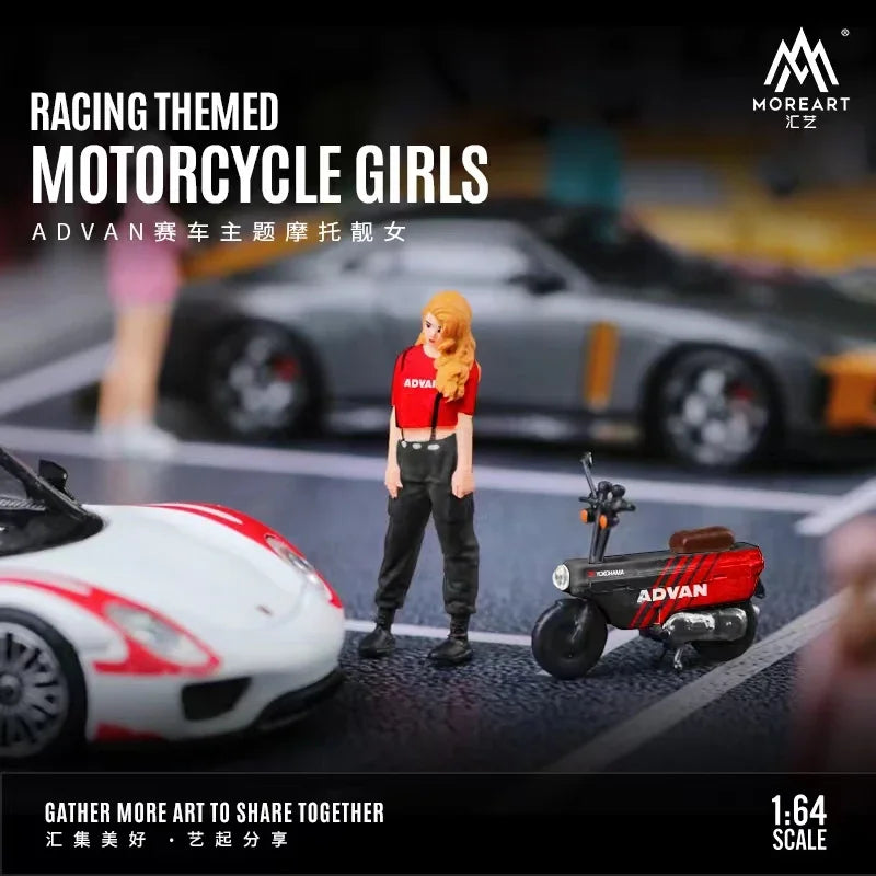 MoreArt 1:64 Resin Racing Motorbike Beauty Girl Suit Figure Display