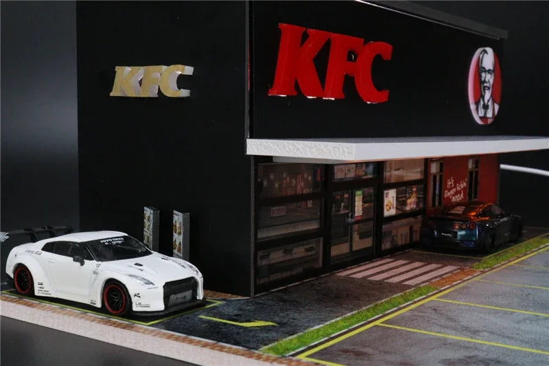 G-FANS 1:64 Diorama with LED Light KFC  w/Parking Lots