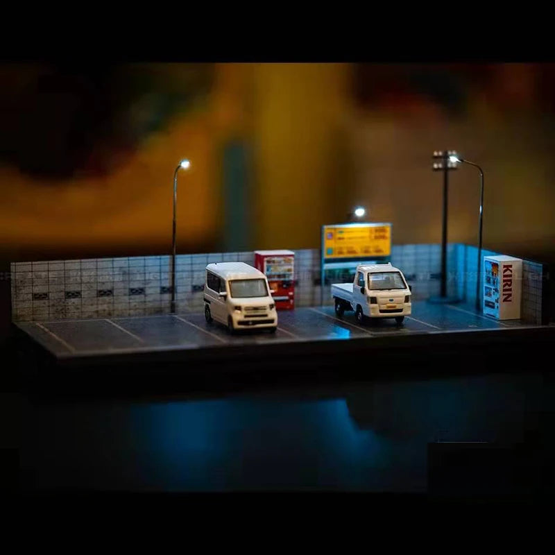 Diorama 1:64 LED Lighting Garage with 6 Parking Spots Model Car Display