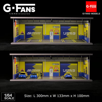G-Fans 1:64 Assemble Diorama LED Lighting Garage Model Car Station with Dust Cover - Spoon Coating