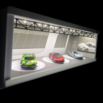 1:64 Car Models Parking lot Solid Parking Garage Model With lights And Acrylic Dust Cover Diorama