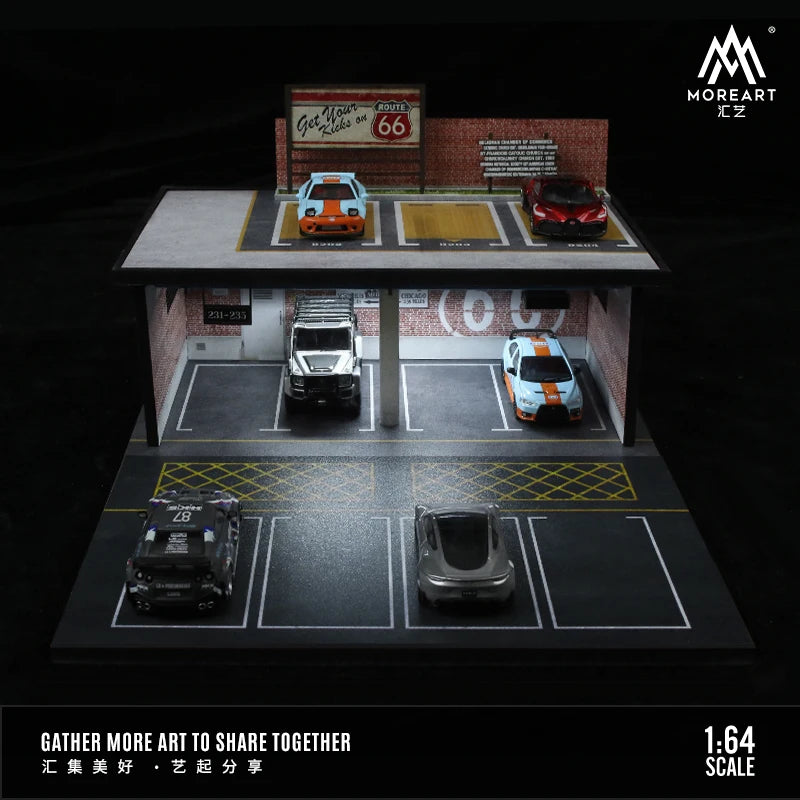 MoreArt 1:64 Diorama Double-Decker Parking Garage Scene