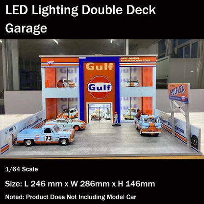 Assemble Diorama 1:64 LED Lighting Double Deck Garage Model Car Station - 3 Versions