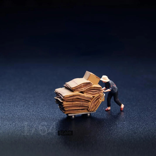 Diorama 1/64 Scale Figurines Model Waste Collecting Grandma Collection Miniature Hand-painted