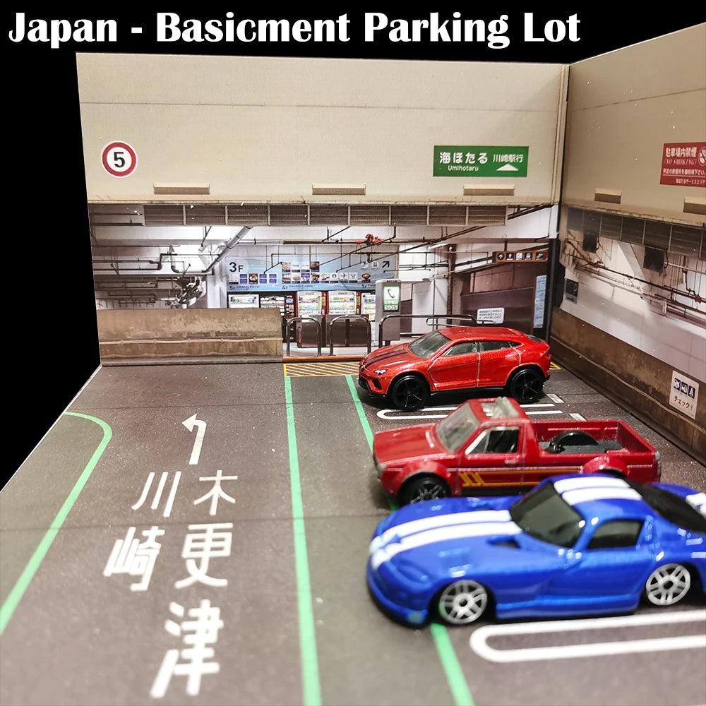 Diorama 1/64 Scenery Model Car Basement Parking Lot Display Garage Diorama