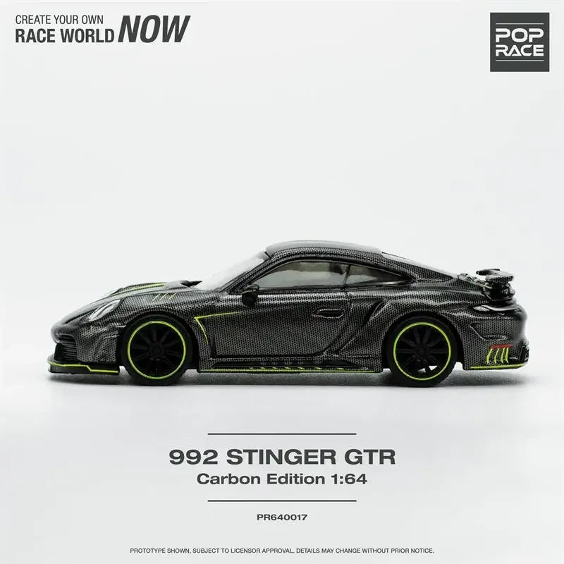 POP RACE 1:64 992 STINGER GTR CARBON EDITION Black Diecast Model Car