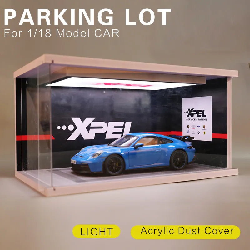 1:18 Car Models Parking lot Solid  Parking Garage Model With lights And Acrylic Dust Cover Diorama