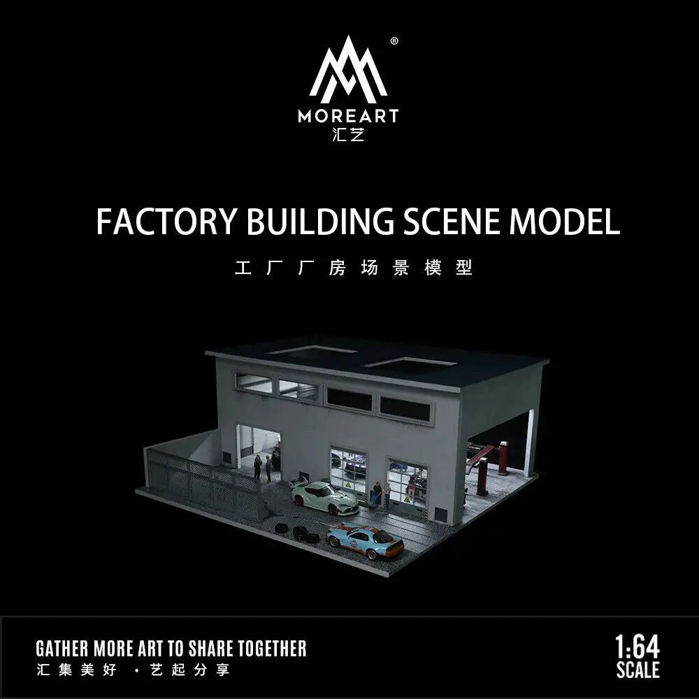 Diorama 1/64 Car Garage Model LED Lighting  City Factory Car Parking Lot Scene Building Display Model Toys