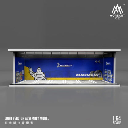 MOREART 1:64 Garage Diorama Model With LED lights GULF ADVAN HKS