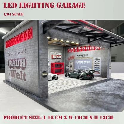 Assemble Diorama 1/64 LED Lighting Garage RWB Coating fix for Vehicle Display Station
