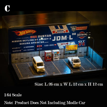 Diorama 1:64 LED Lighting Garage with 6 Parking Spots Model Car Display