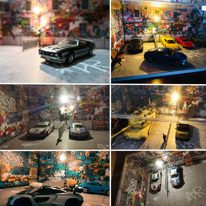 Diorama 1:64 Model Car Parking LED Display Garage