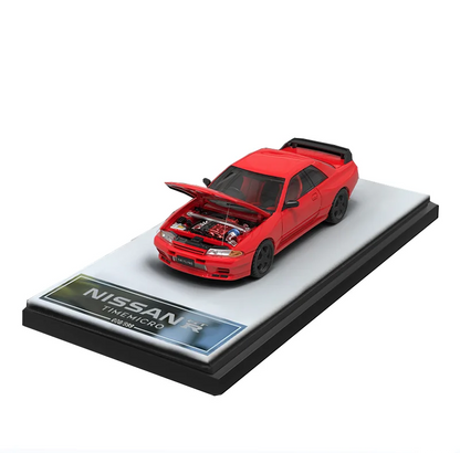 TIME MICRO 1:64 Nissan GTR32  Midnight Purple/Metallic Silver/Metallic Red with Opened Hood Diecast Model Car