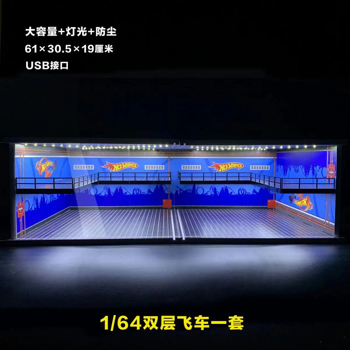 1/64 Diorama Car Garage Model LED Lighting City Store Parking Lot Scene Model Diorama Car model Garage Model LED Lighting