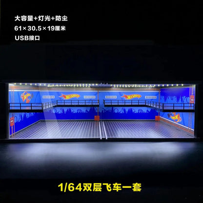 1/64 Diorama Car Garage Model LED Lighting City Store Parking Lot Scene Model Diorama Car model Garage Model LED Lighting