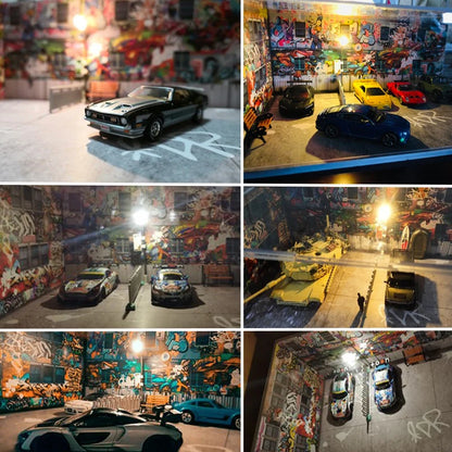 Diorama 1/64 Model Car Parking Lot Display LED Lamp