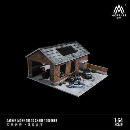 More Art 1:64 Parking Lot Diorama, Old Factory Lighting Diorama for Display&Collection&Gift