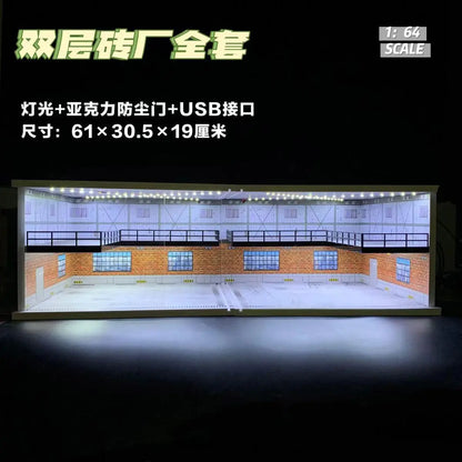 1/64 Diorama Car Garage Model LED Lighting City Store Parking Lot Scene Model Diorama Car model Garage Model LED Lighting