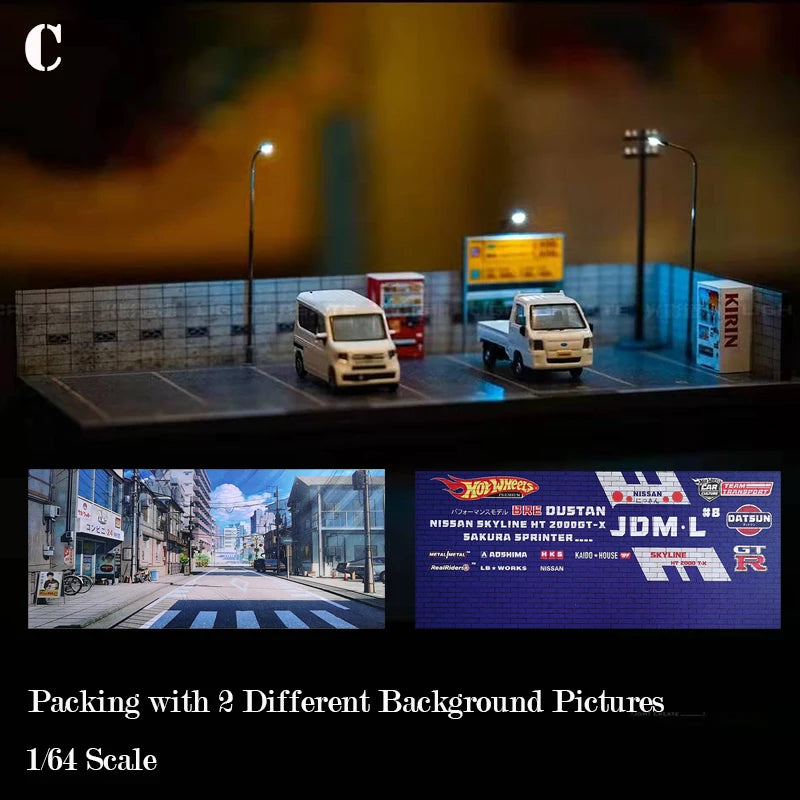 Diorama 1:64 LED Lighting Garage with 6 Parking Spots Model Car Display