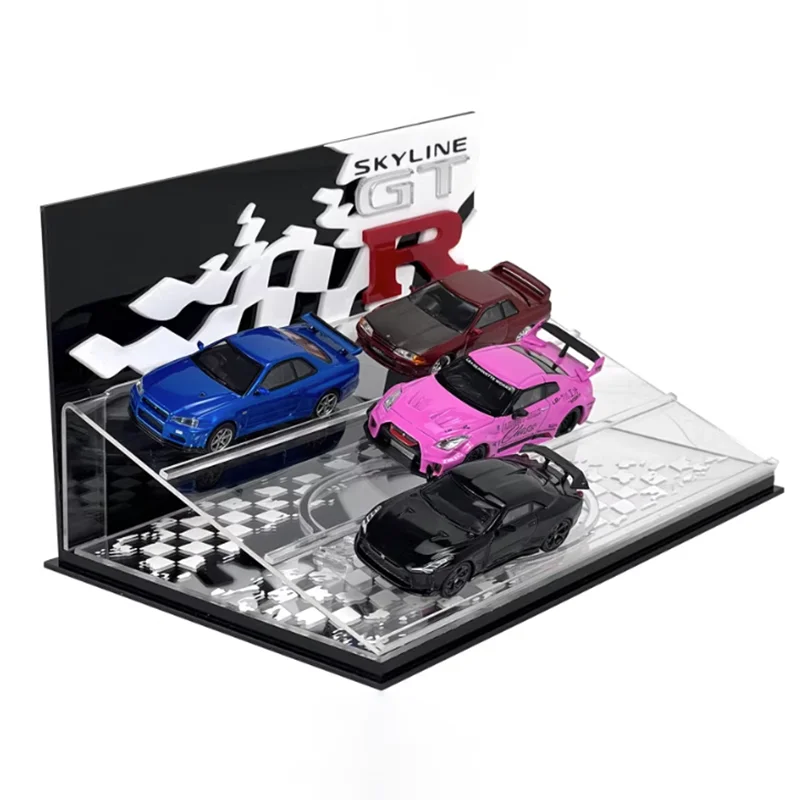 1/64 GTR Acrylic Scene Storage Box Toy Car Display Shelf Diorama