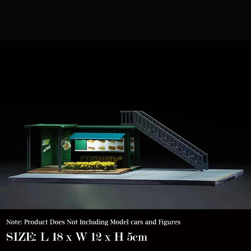 Assemble LED Diorama 1:64 Model Car Parking Lot Station Garage Display Collection - Subway & RWB Double Deck Diorama
