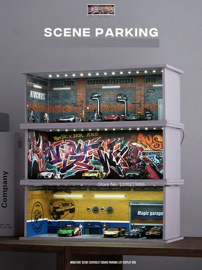 1:64 Parking Lot Scene Car Model Diorama