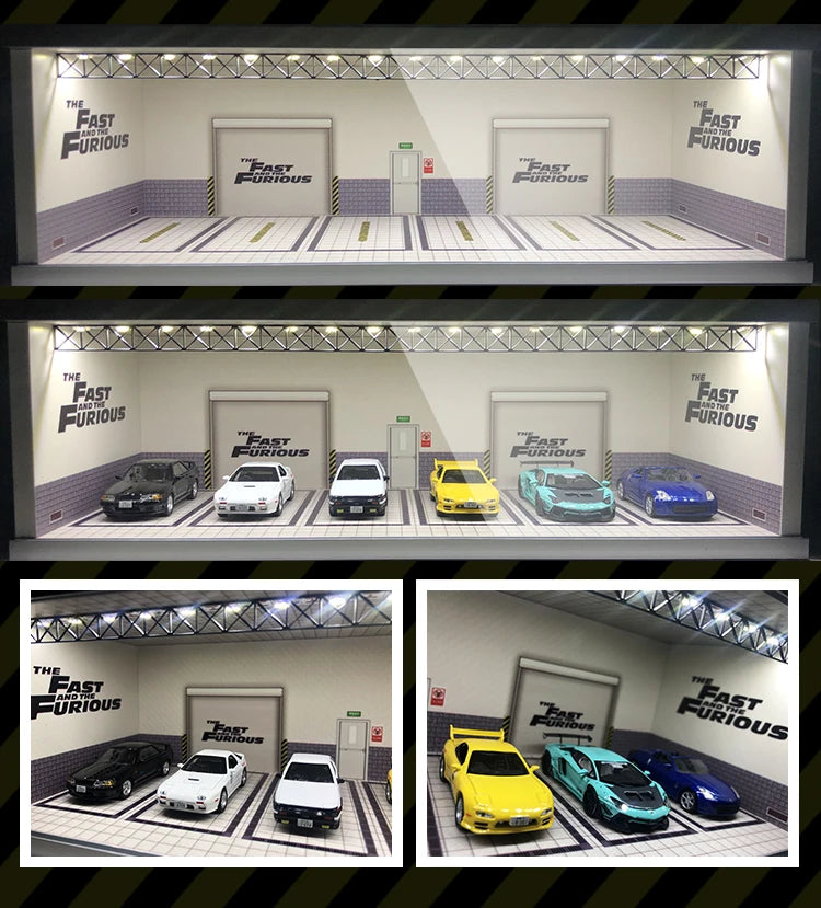 Display Cabinet Bright Scene Carport  Led Light JDM Nissan Nismo for Scale 1:64 for Model Car Diorama